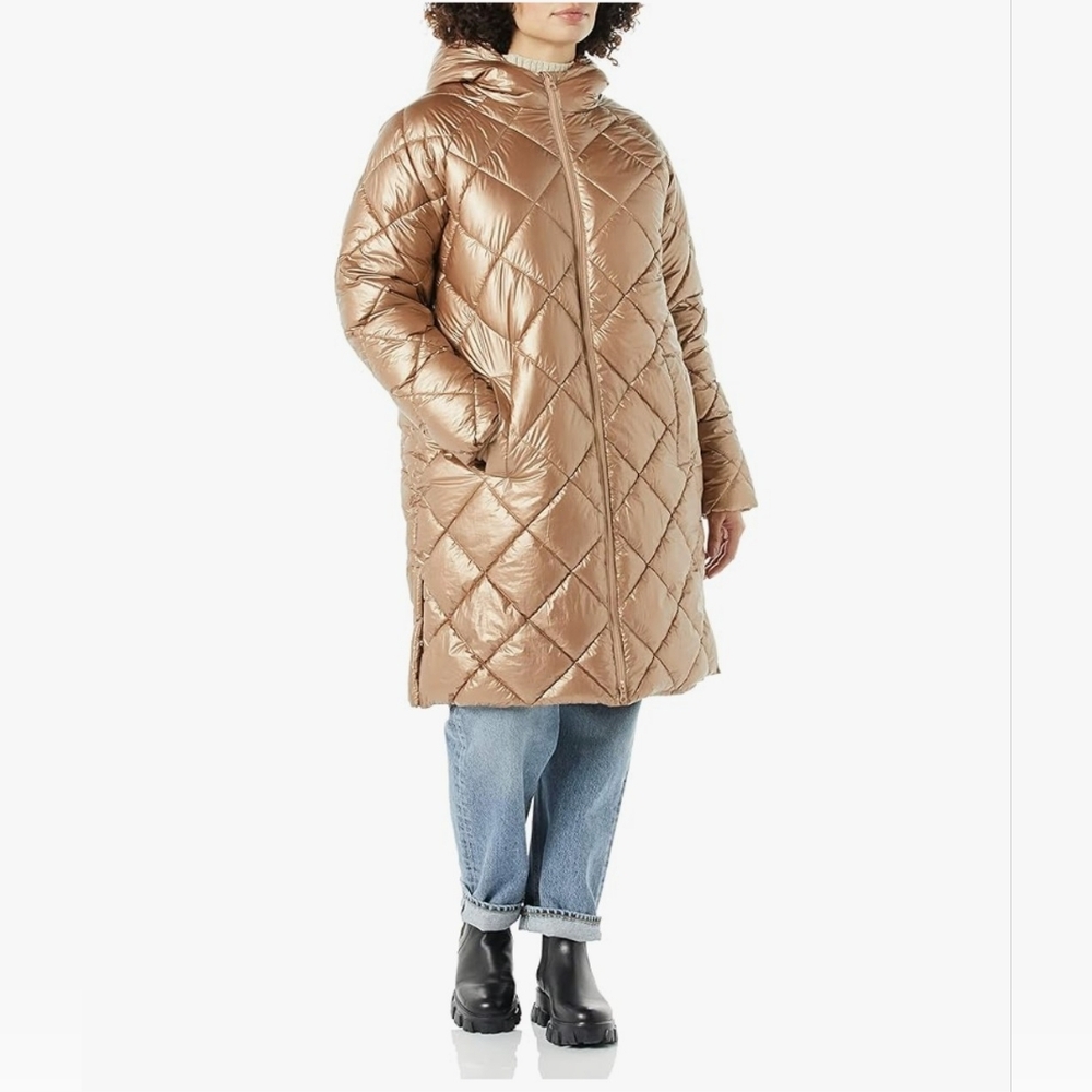 Heavyweight Diamond Quilted Knee Length Puffer Coat